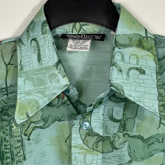 Vintage Cellini Collection sz M shirt, big collar and cuffs, 1970s/80s, disco - Picture 2 of 9